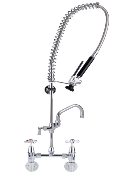 GLOBAL RINSE MATE PRE RINSE + ADD ON POT FILLER w/- CP EXPOSED ADJUSTABLE RIGHT ANGLED WALL TAP