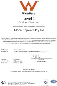 WaterMark Certificate of conformity